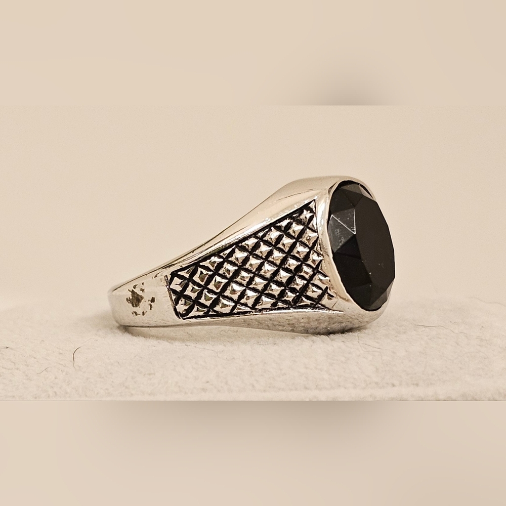 925 Sterling Silver Onyx Ring  SZ 10